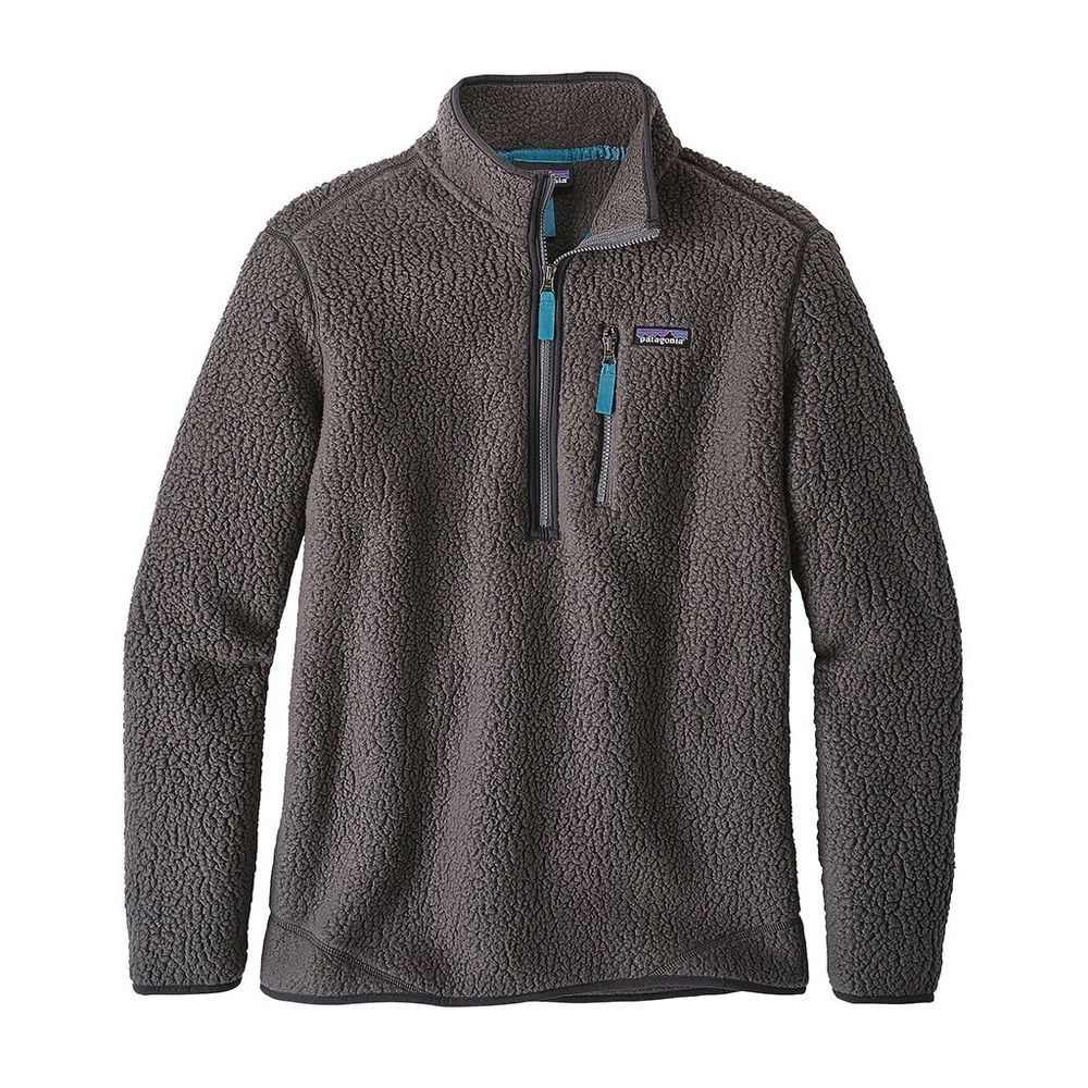 Patagonia Charcoal Retro Pule Fleece with Blue Trim - Men’s Small